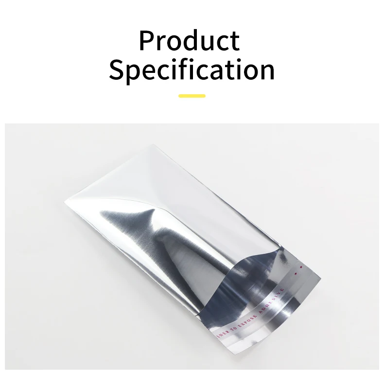 100 Stück glatte, silberne Aluminiumfolie, selbstklebende Beutel, Kunststoffverpackung, Geschenktüten, Grußkarten, Verpackung, Postkarten-Geschenktüten – Detail 3