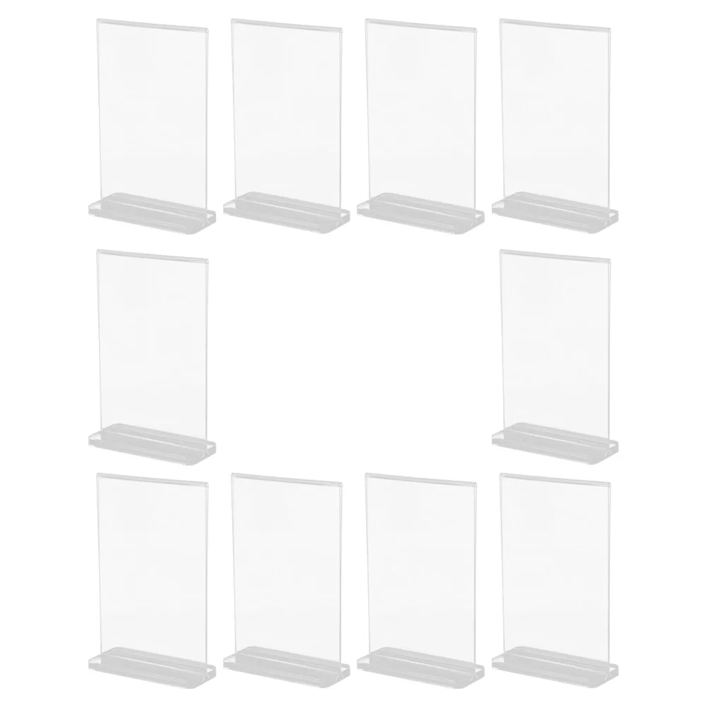 10pcs T Shaped Display 10x15cm Clear Acrylic Menu Holder Restaurant Table Advertising Sign Poster Rack Stable Base