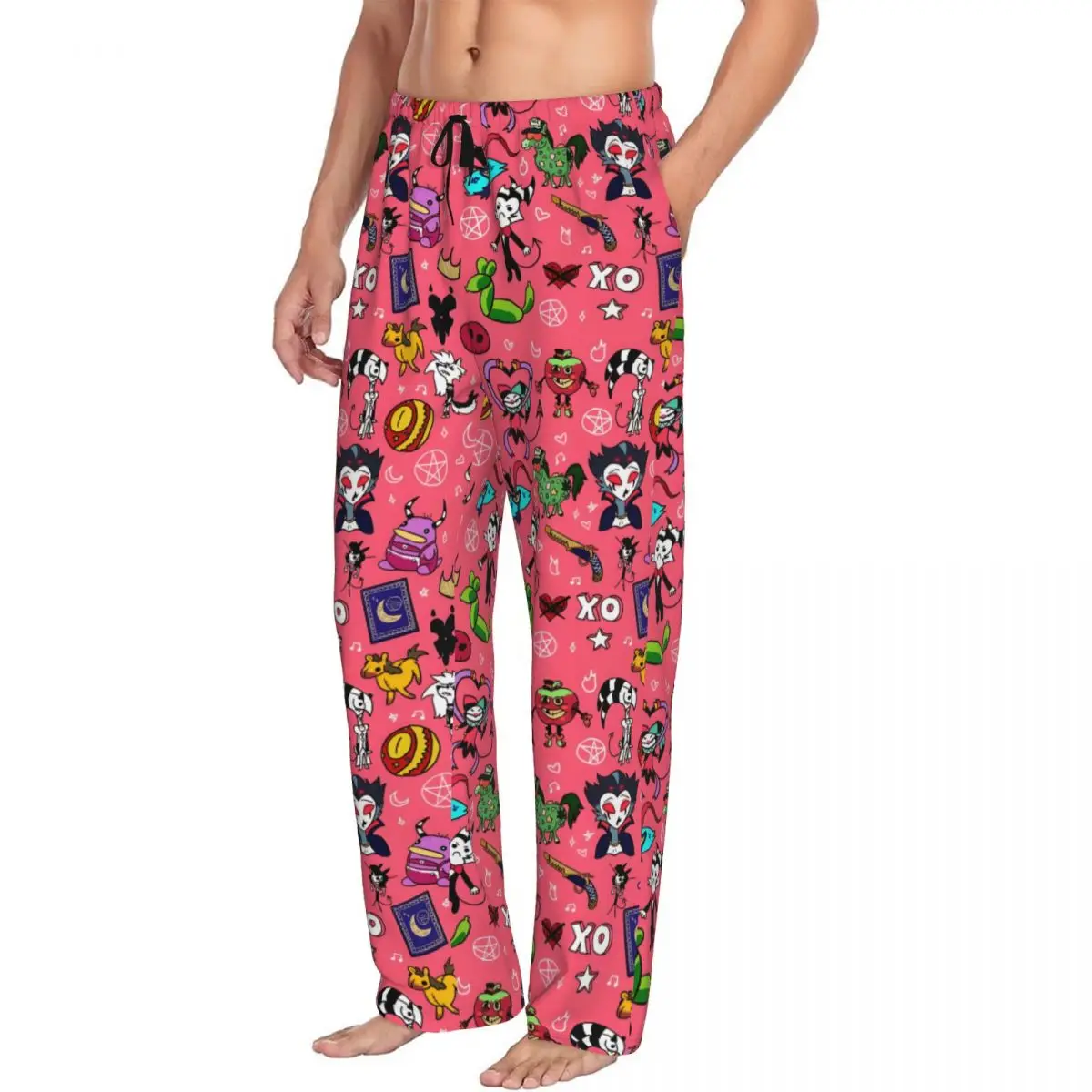 Custom Hazbins Hotels Pajama Pants Sleepwear Men Elastic Waistband Anime Sleep Lounge Bottoms with Pockets