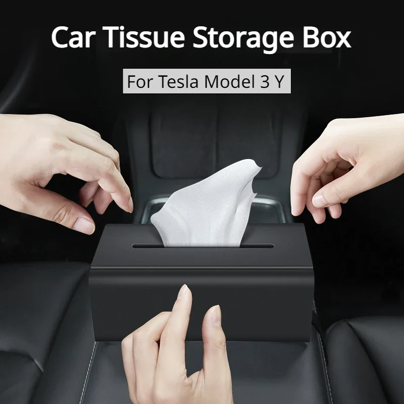 Car Tissue Storage Box for Tesla Model 3 Y Seat Back Armrest Box Hidden Behind Screen Storage Bag Car Interior Accessories 2023