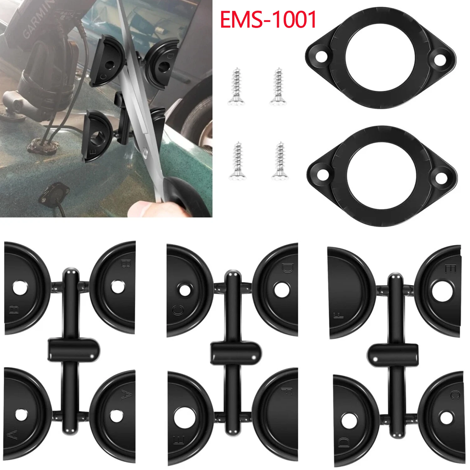 

Through Hull Wiring Kits EMS-1001 for Device Battery Connections, Motors, Lighting Kits, Kayak Wiring Accessories