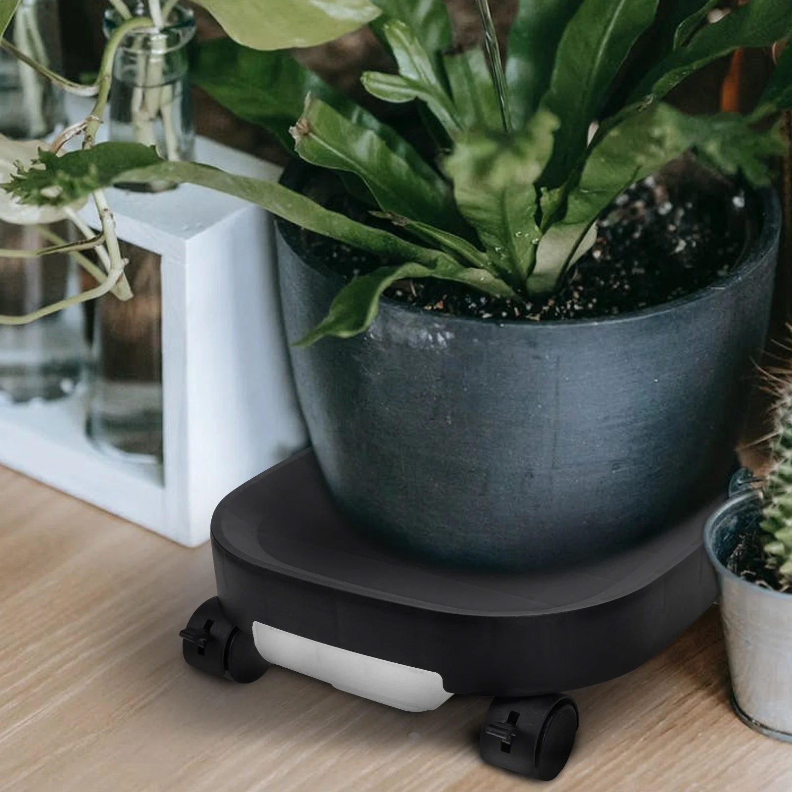 

1pc Wheeled Flowerpot Tray Large Outdoor Pot Stand Mobile Plant Rack Bonsai Shelf Planter Stand Storage Water Trays Durable