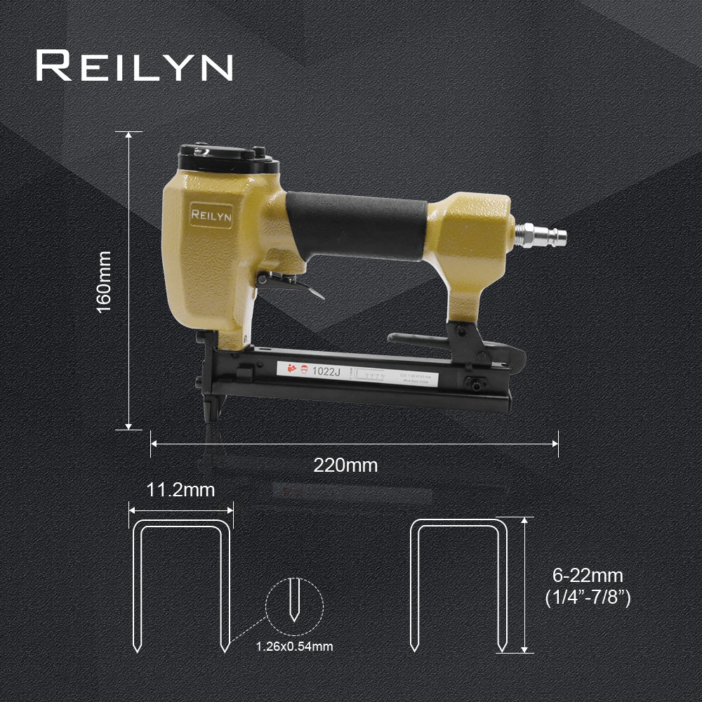 20 Ga Pneumatic Stapler 1022J Crown 11.2mm Wire 0.6x1.2mm 10-22mm Stapler Upholstery Pin Stapler Air Nailer Sofa Air Stapler