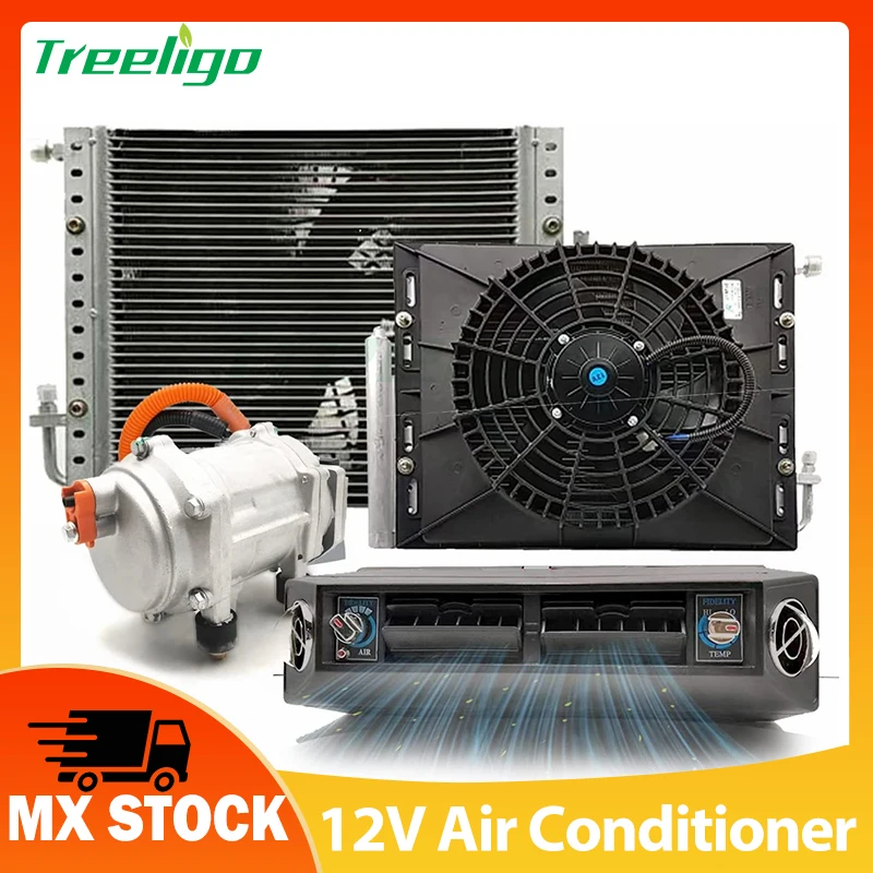 Treeligo 2024 12V Car Air Conditioner Underdash Universal Electric AC Unit Fit Car Automotive For SUV Truck Camper Van Boat RV