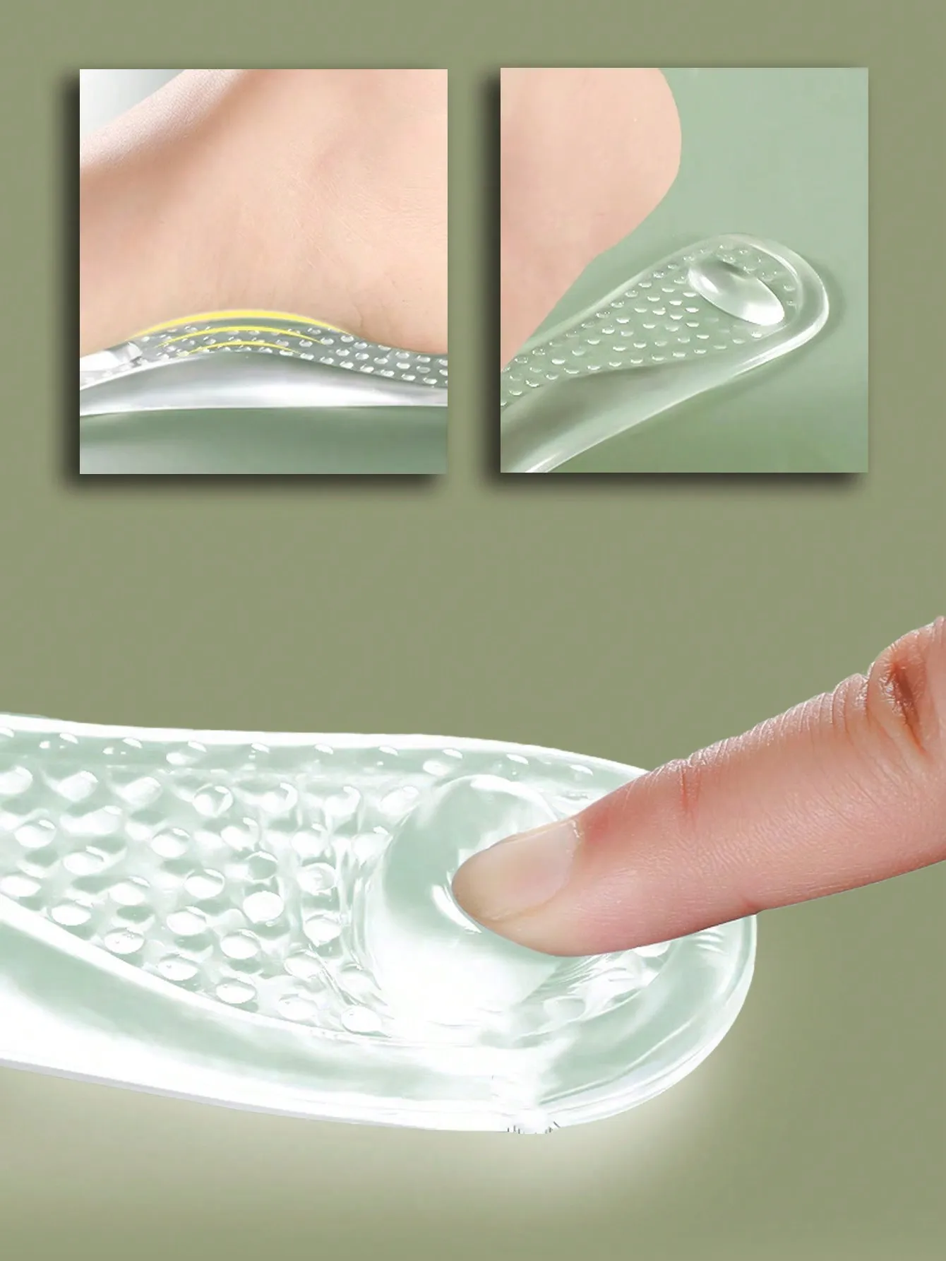 Ferseneinsätze aus Silikongel | Rutschfeste Schuhkissen für High Heels, Pumps und Sneakers, weiche Komfortpolster für Damen und Herren – Detail 4