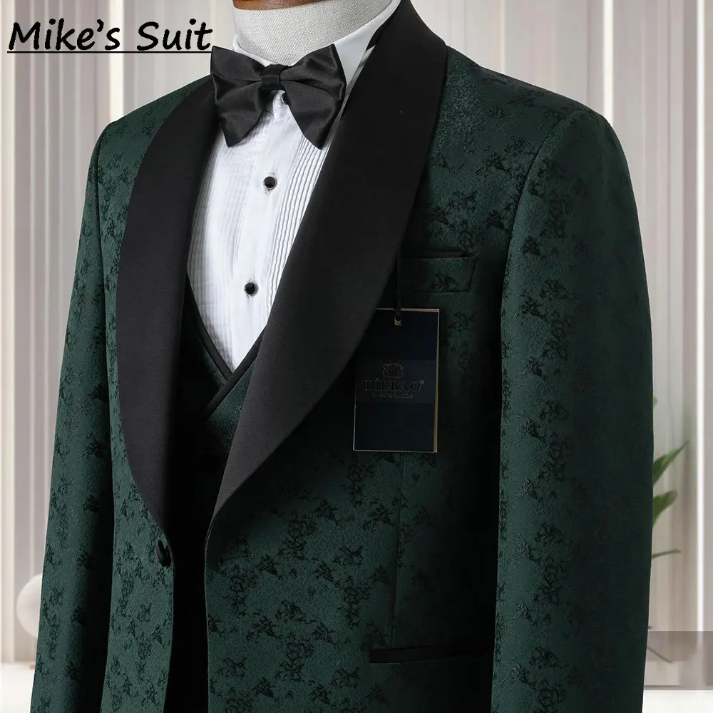 Newest Jacquard Men's Business Suit For Wedding Groom Wear Prom Man Suits Blazer 3 Pieces Set Jacket+Vest+Pant