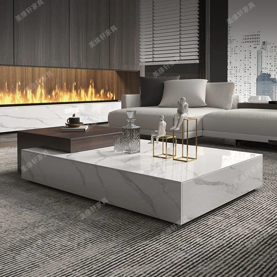 Home Coffee Table Modern Living Room Platform Unique Coffee Table Wood Rectangular Corner Italian Luxury Mesa Centro Home Decor