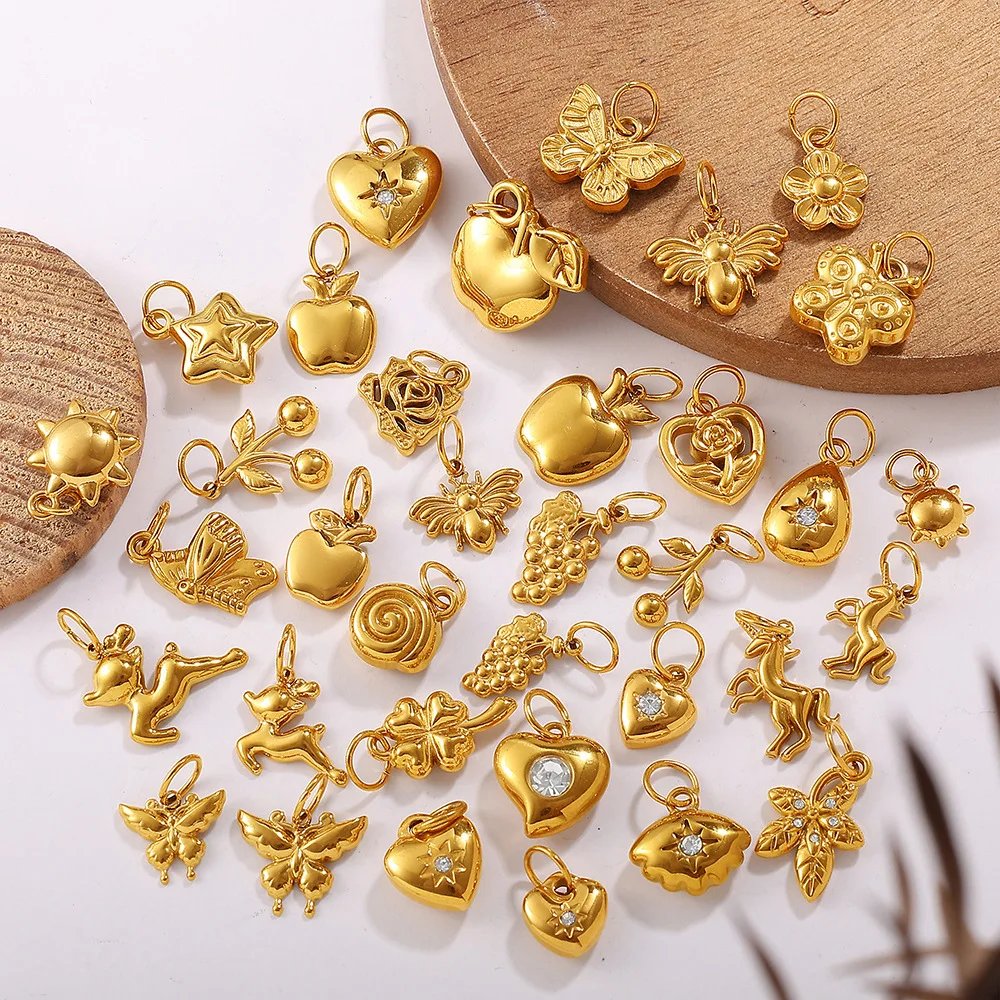 

3PCS DIY Fruit Pendant Collection Multi-Element Pony Water Drop Heart-Shaped Stainless Steel Accessories