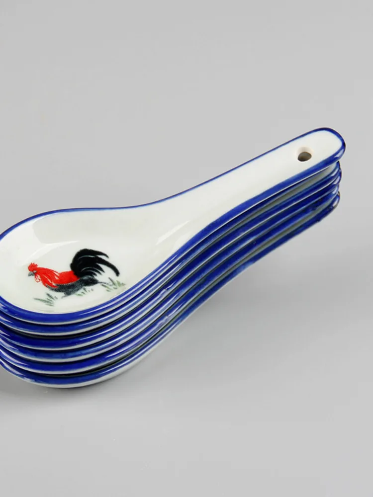 ملعقة الديك سيراميك سيلادون معلقة ملعقة شوربة بدرجة حرارة عالية ملعقة الديك العتيقة