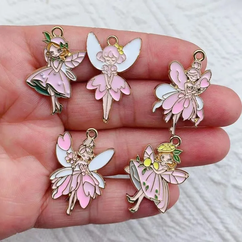 10pcs Angel Girl Charm for Jewelry Making Enamel Necklace Earring Bracelet Pendant Diy Accessories Alloy Metal Gold Plated