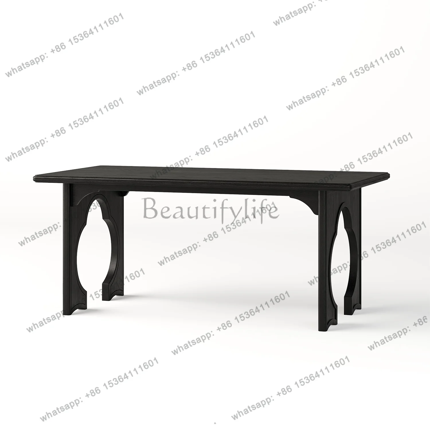 zj.Dining table French retro style solid wood dining table rock slab new Chinese style medieval style square tea table