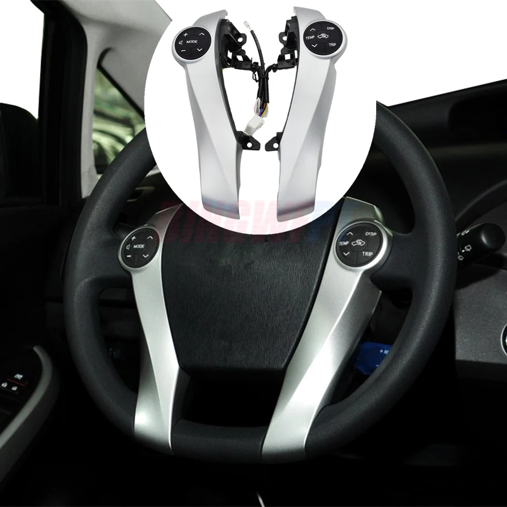 Silver / Piano Black Cruise Control Steering Wheel Buttons Switch For Toyota Prius Prius C 2011-2015 Aqua 2012-2014