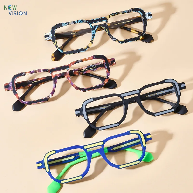 متعدد الألوان الربط النظارات البصرية الرجال عالية الجودة مربع خلات إطار نظارات موضة النساء قصر النظر مكافحة الضوء الأزرق نظارات