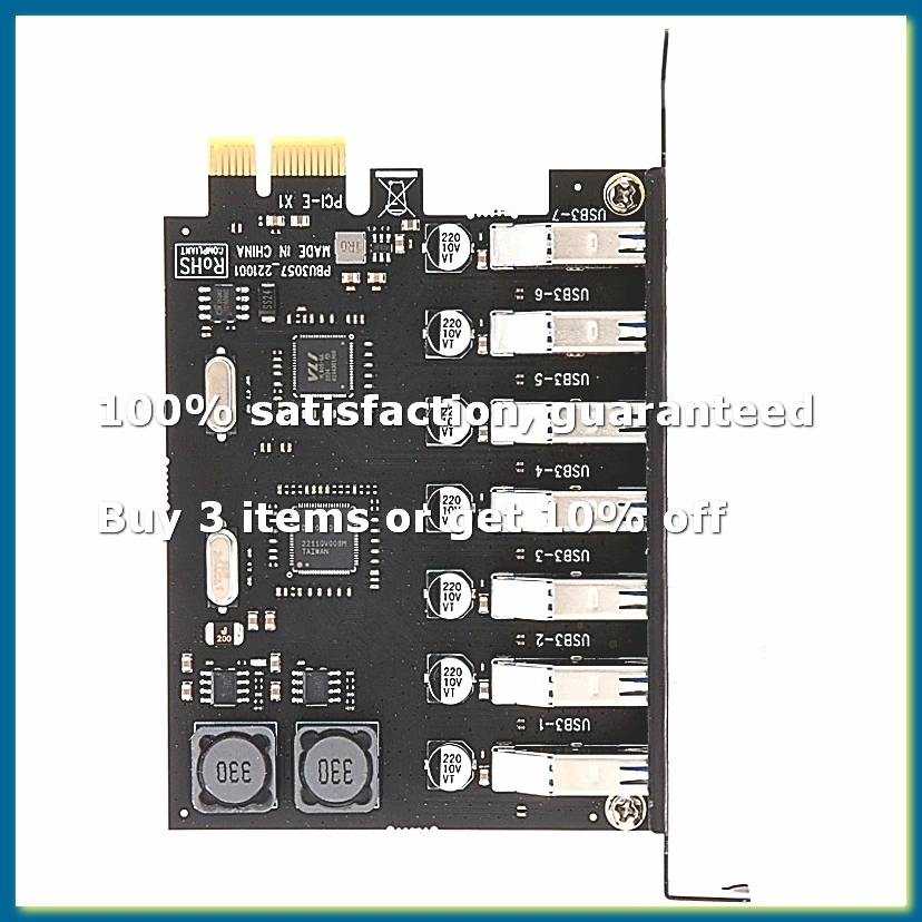 USB 3.0 PCI-E Expansion Card Adapter 7 Ports Hub Adapter External Controller PCI-E Extender PCI Express Card for Desktop