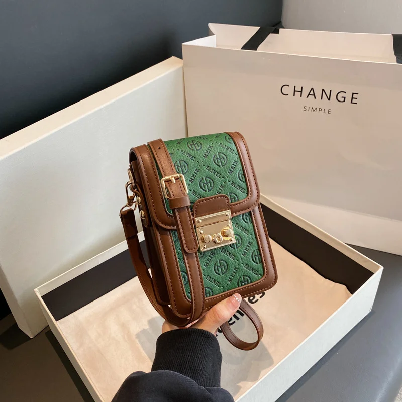Wszechstronny luksusowy Crossbody torba zamek Retro przycisk kobiety torba na ramię moda kontrast kolor delikatny mały torba kwadratowa 2023 nowy