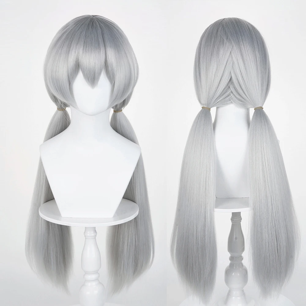 

Grey Long Straight Synthetic Women Wigs with Bangs Anime Game Cosplay Fluffy Heat Resistant Wig for Daily Party