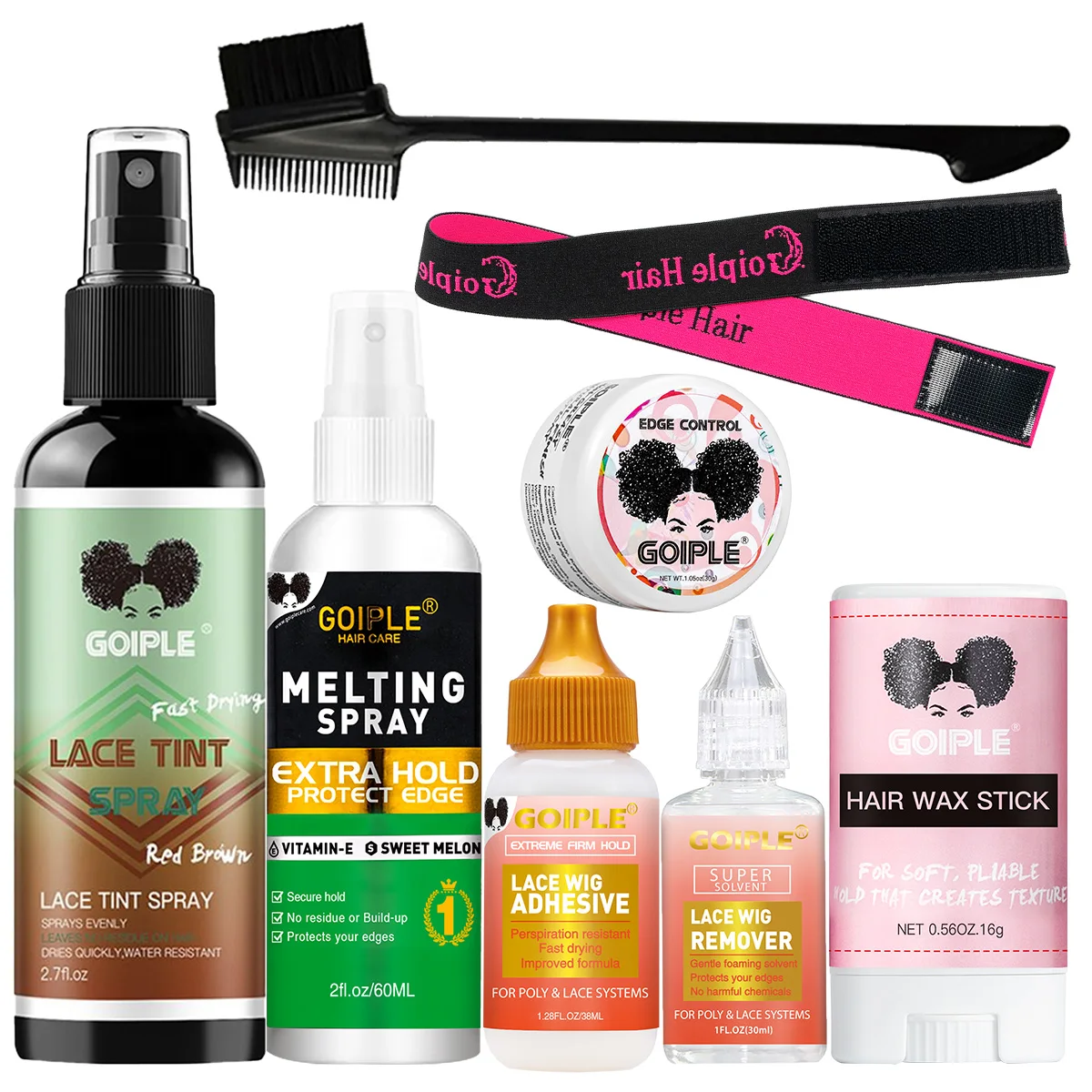 

Lace Wig Tint Mousse Set Dyeing Mist Lace Melting Spray Invisible Wig Adhesive，Remover Finishing Hair Wax Stick Edge Control Gel