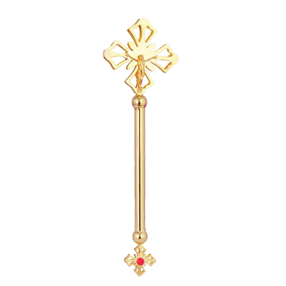 

Orthodox Church Cross Copper Jesus Crucifix Religious Cross Religion Gift Small Hand Fit Gold Plated Cross for Church Prayer