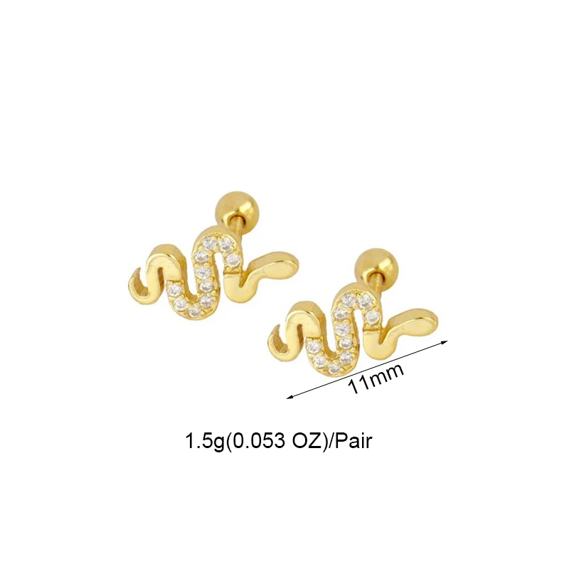 JINFU Copper Gold Plated Stud Earrings for Women Royal Snake Threaded Needle Stud Earrings 2022 Fashion Women Jewelry Wholesale