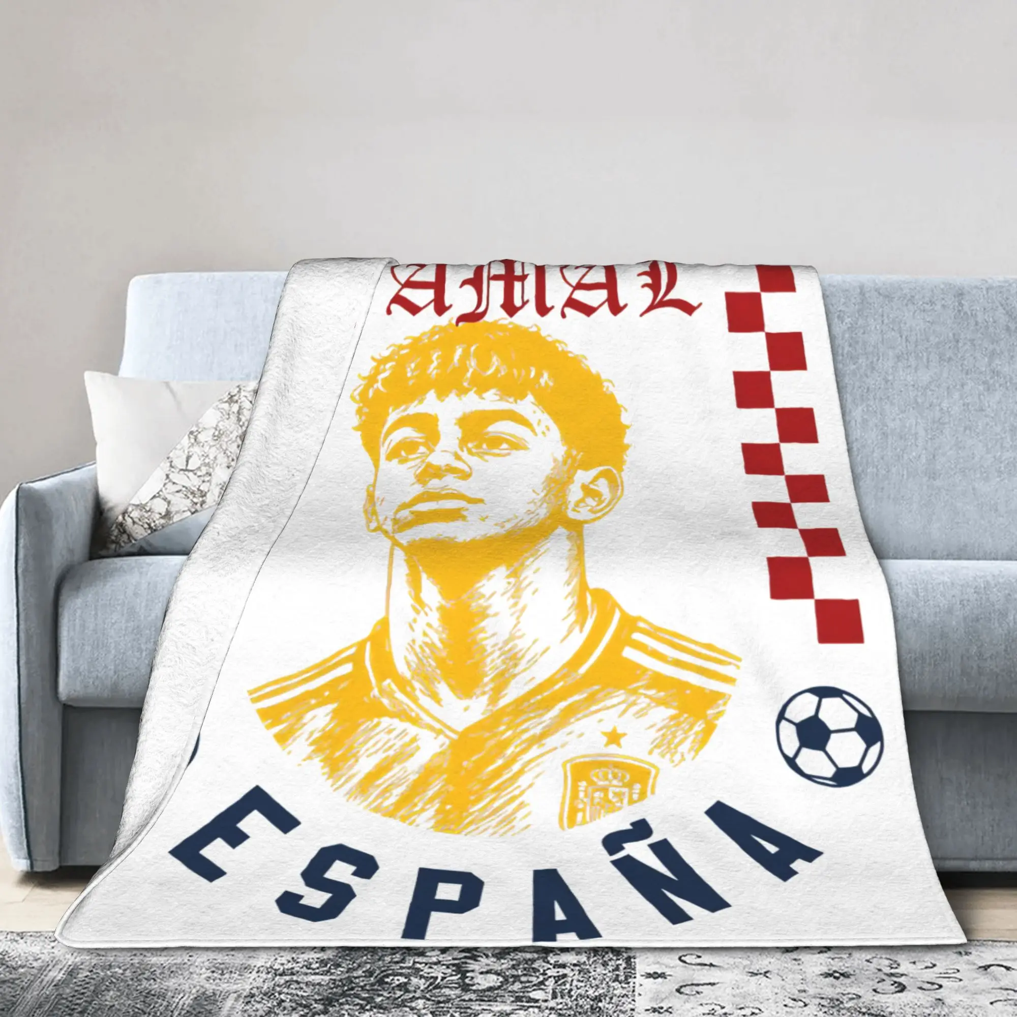 Lamine Y-Yamal Fleece Throw Blankets Football Soccer Blankets for Bedding Outdoor Lightweight Thin Bedding Throws