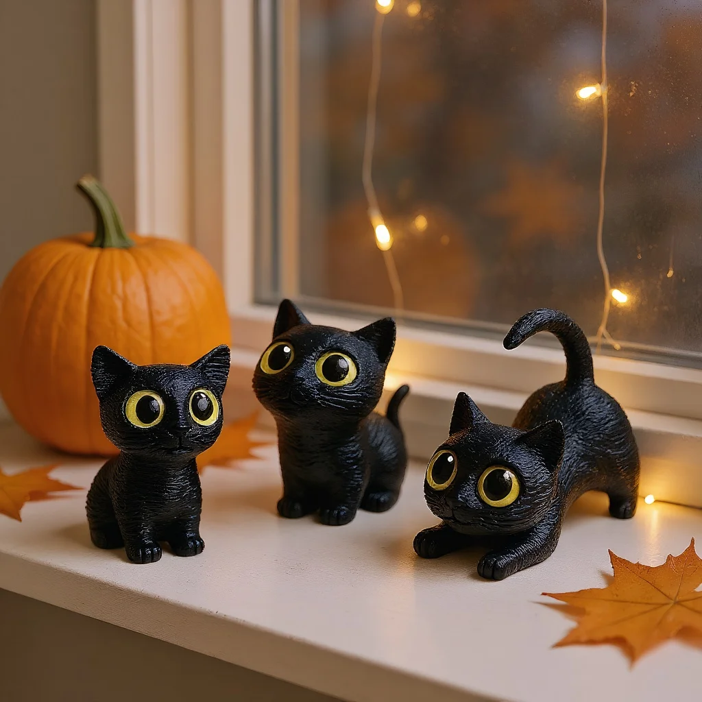5 Stück niedliche 3D-gedruckte Katzen-Dekor-Figuren, Mini-Katzen-Dekor-Statuen für Zuhause, Wohnzimmer, Desktop, bezaubernde Ornamente und ideales Geschenk – Detail 4