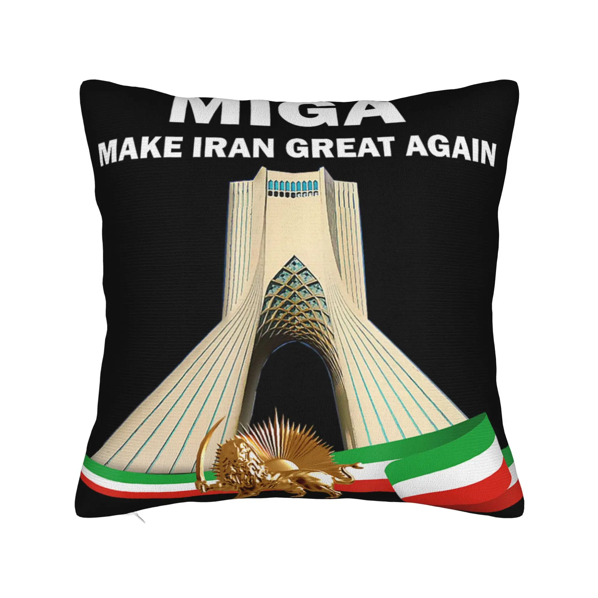 Pillow Case Iran Flag Soft Pillow Cover  Novelty Cushion Cover Printed Pillowcases For Sofa Bedroom Home Decor