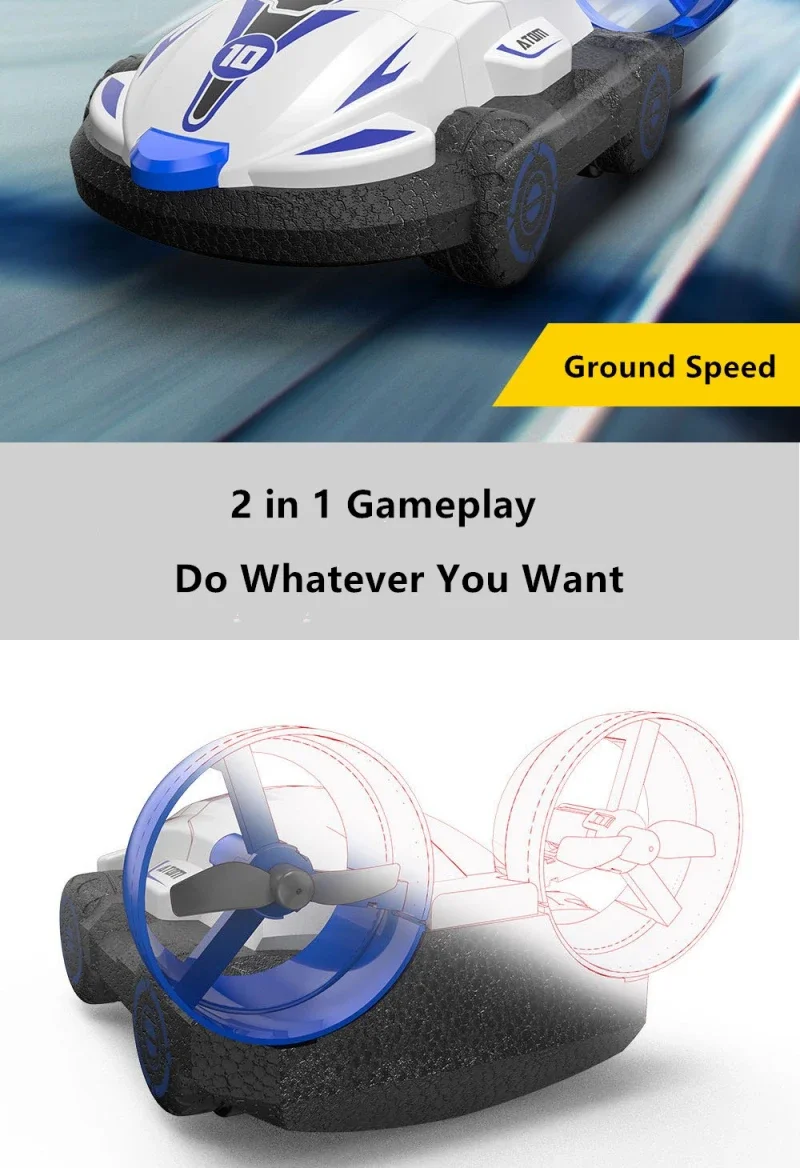 Water & Land 2 IN 1 Amphibious RC Drift Car Remote Control Hovercraft High Speed Boat RC Stunt Car for Boys Model Outdoor Toys