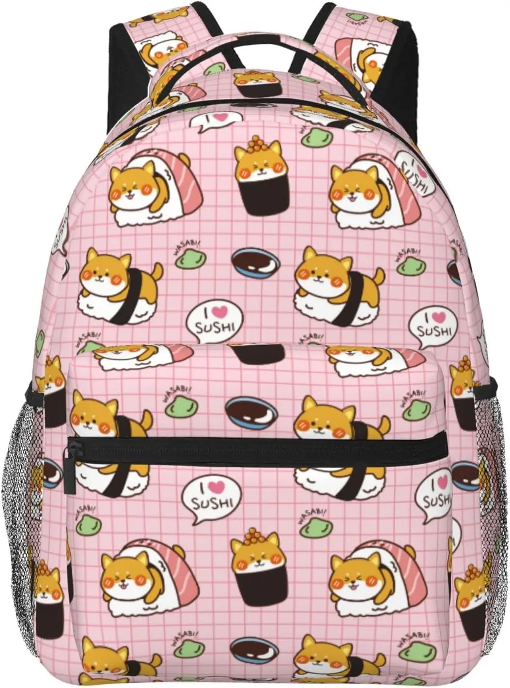 Kawaii Shiba Inu Dog Sushi Lightweight Laptop Backpack for Women Men College Bookbag Casual Daypack Travel Bag