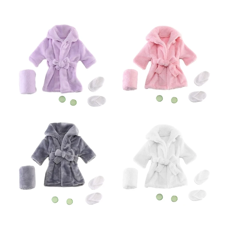 Baby Photography Props Headband Bathrobe Wrap Set Newborn Photo Clothes