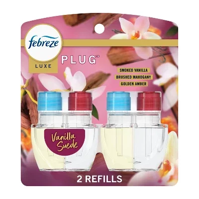

2pcs Febreze Luxe Plug Dual Air Freshener Refills - Vanilla Suede - 1.75 fl oz/2ct: Electric, Oil Form