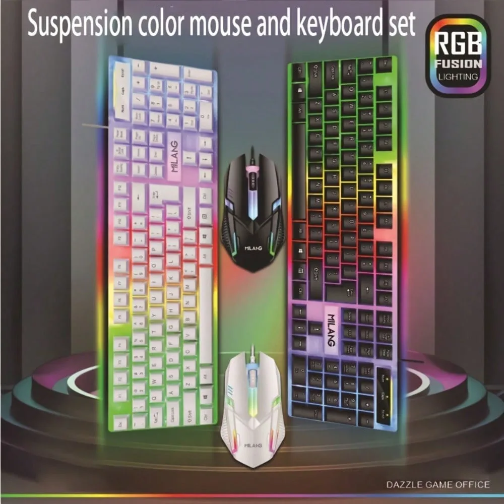 1pcsRGB Backlit Gaming Keyboard and Mouse Set, Wired 104-Key Mechanical-Feel Keyboard with LED Lighting, Ergonomic High-Precision Gaming Mouse, Plug-and-Play Keyboard and Mouse Combo for PC Gaming, Office Desk Accessories, Home, Laptop & Desktop Computers view 7
