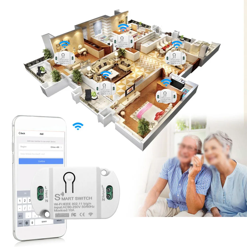 for Smart WIFI Switch Circuit Breaker 10A 220V 50-60Hz APP Wireless Remote Coffee Machines For Lighting For Tuya Home Automation