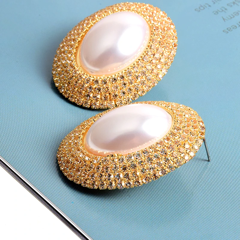 New Arrival Luxury Pearl Crystals Round Drop Earrings High-Quality For Women Fashion Earring Daily Birthday Party Jewelry Gifts