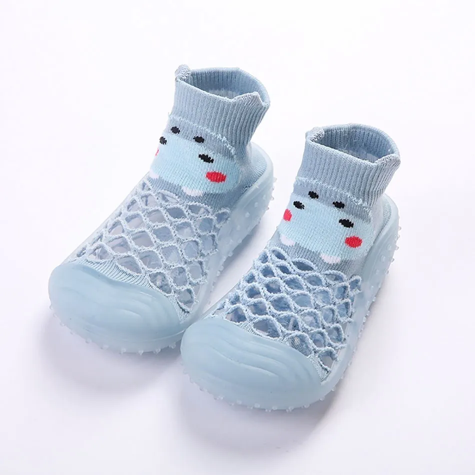 0-3Years months Baby Socks Shoes Soft Leather Sole Shoes Toddler Pre-walk Shoes Cute Bear Duck Semi-high Cotton Knitting Sock