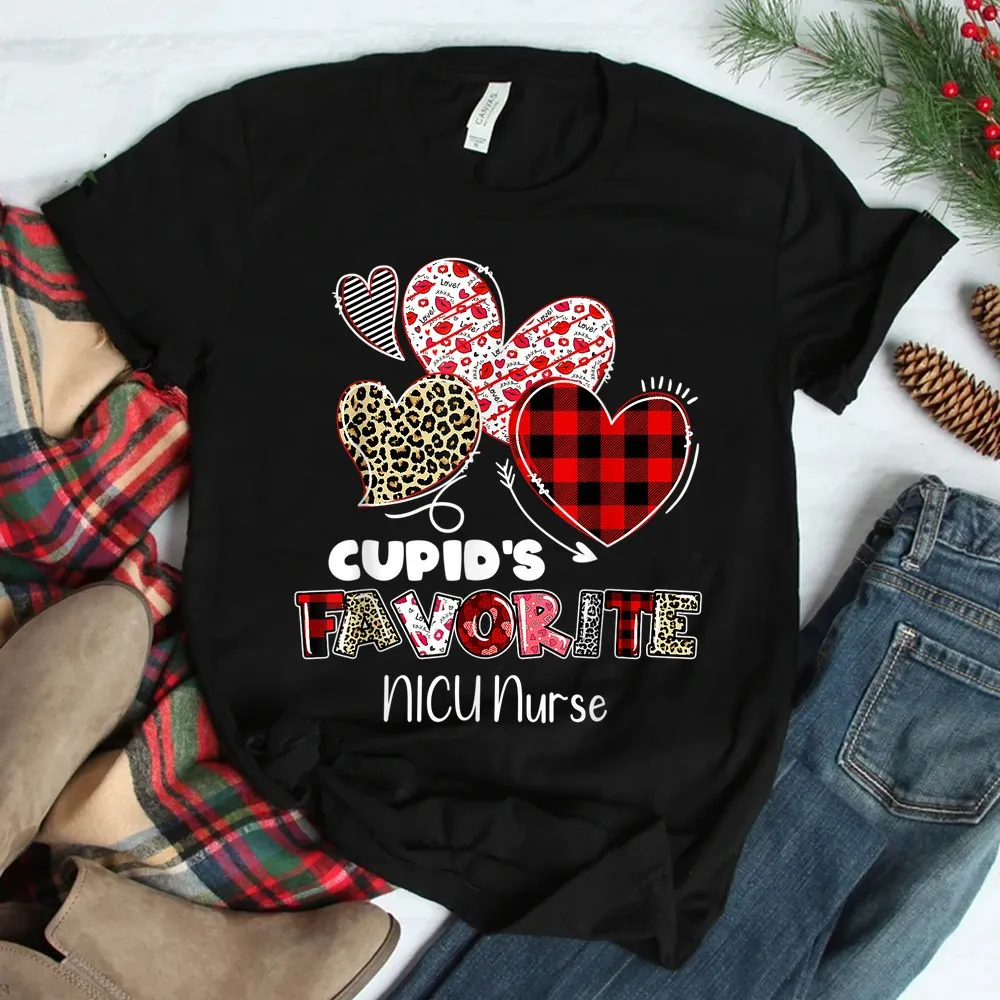 Haunt Reaper Men T Shirt Cupid's Favorite Nicu Nurse Leopard Valentine's Day Shirt For Men Custom T-Shirt Rife Printed