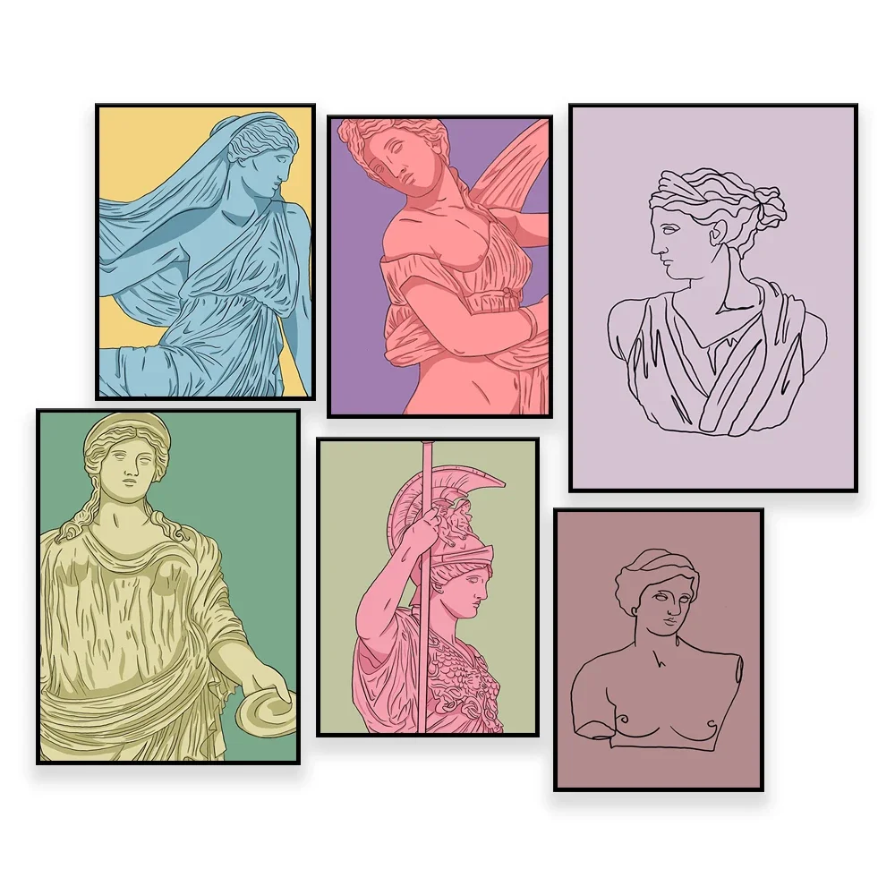 Greek Goddess Hera,Athena ,Artemis,Aphrodite,Art Print |  Wall Art Poster |  Witchy home decor illustration sculpture