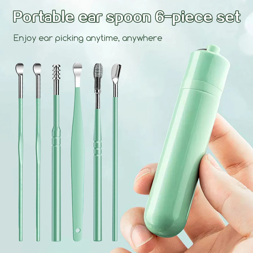 

Набор для чистки ушей из нержавеющей стали, портативный дорожный футляр, инструменты для хранения, организованный гигиенический инструмент для чистки ушей