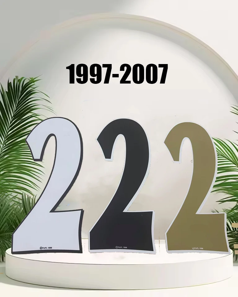 

Top quality Retro1997-2007 golden curved Name sets black white color straight name iron on name and number