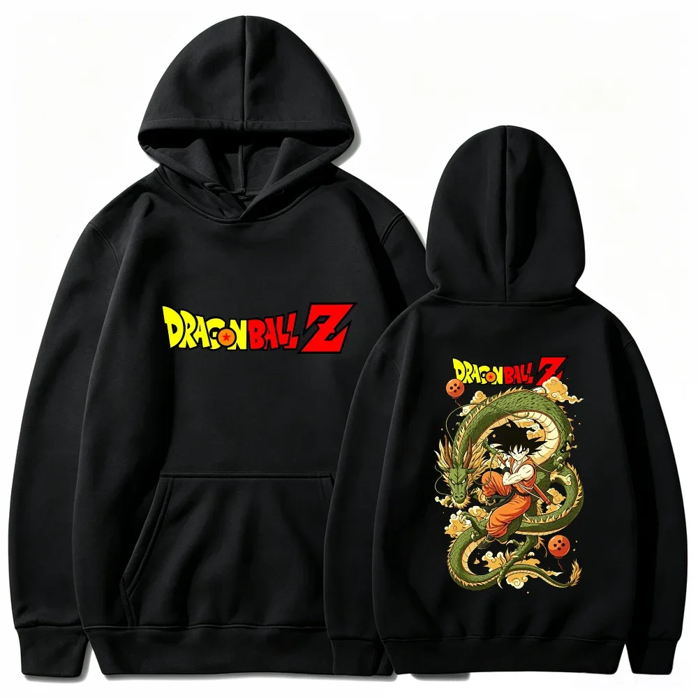 Dragon Ball Z Goku Shenron Hoodie, Unisex-Kapuzenpullover mit Kordelzug, Logo-Druck vorne und hinten, Anime-Fan-Streetwear-Pullover
