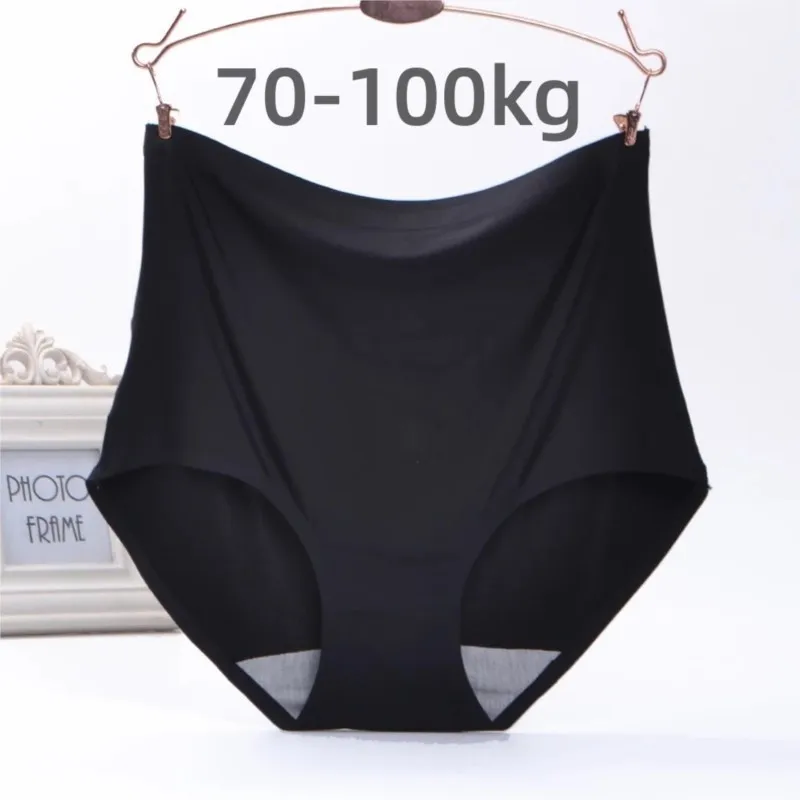 

2pcs women Plus Size panties seamless ice silk smooth Sexy Underwear Women High Waist Ultrathin summer underpants 70-100kg