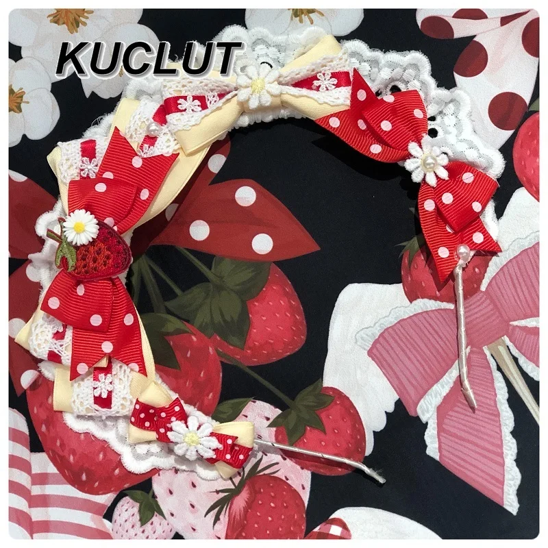 إكسسوار نسائي أصلي لوليتا أغطية الرأس المصنوعة يدويًا على شكل فراولة KC إكسسوارات تنكرية للفتيات اللطيفة والحلوة #4