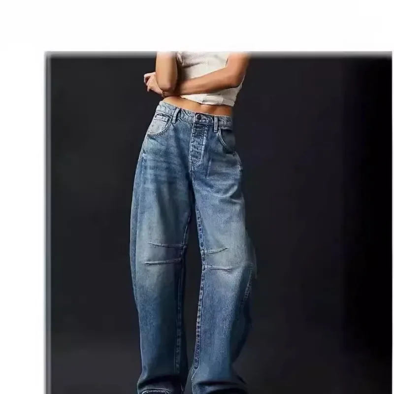 

2025 NEW Loose Mid-Low Waist Washed Women's Jeans High Waist Wide Leg Pants Comfortable Casual Denim Jeans