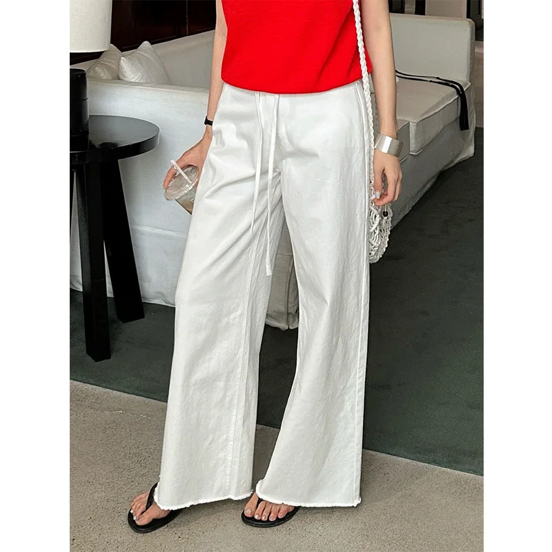 

Women's Casual White Denim Pants - Summer Loose-fitting Slimming and Versatile Pants Vintage Clothes Streetwear Women