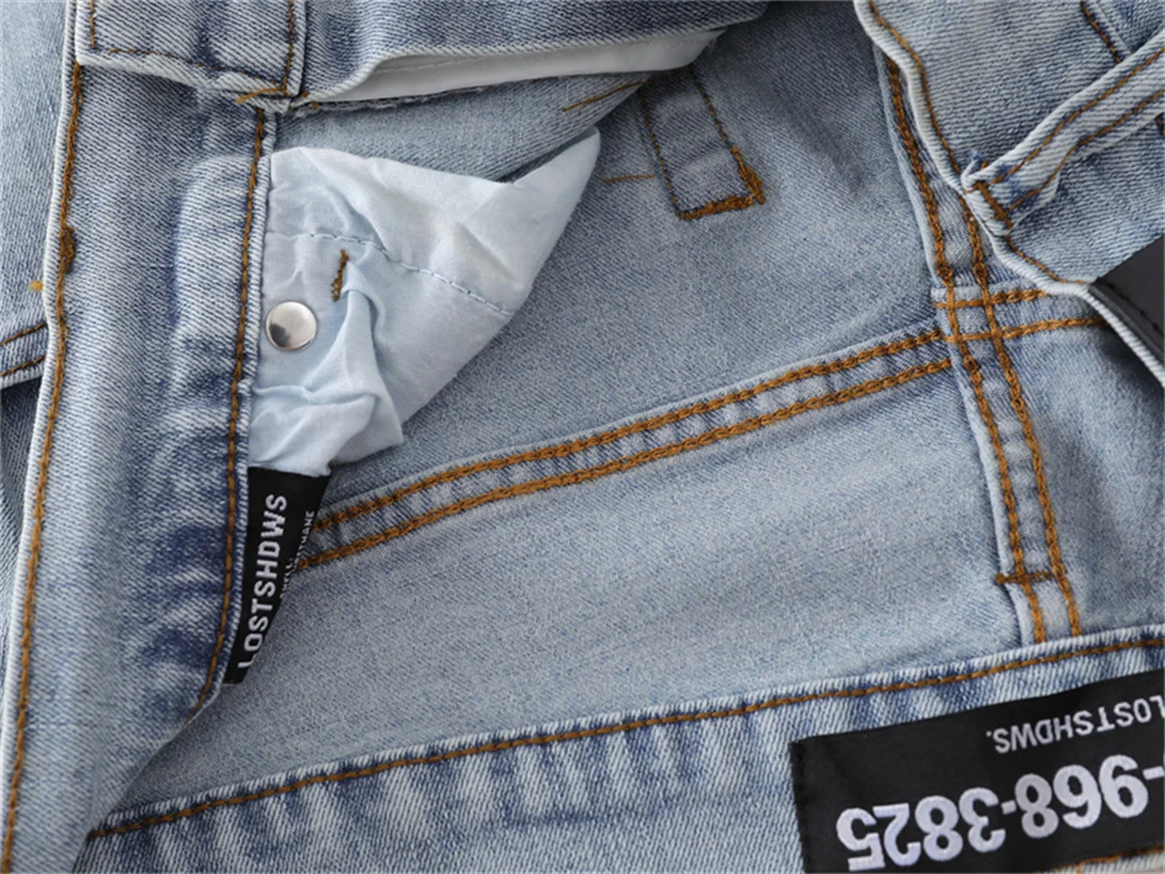 Azul LOSTSHDWS LOGO JEANS Homens Mulheres Jeans de moda simples de alta qualidade