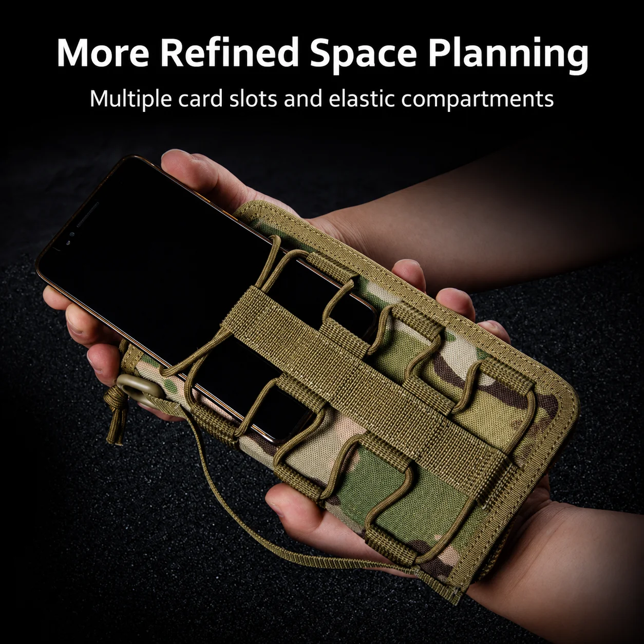 Tactical Phone Wallet Pouch MOLLE Organizer Bag Zipper Card Holder for Training Hiking Camping Travel Utility Gear Accessories 2