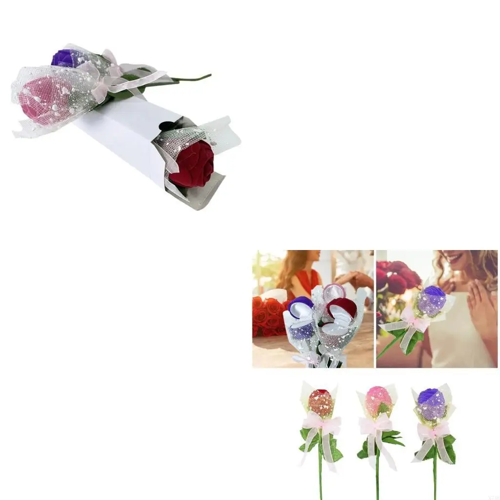 

Элегантная шкатулка для драгоценностей в форме цветка розы Прочная коробка для хранения колец Коробка для колец