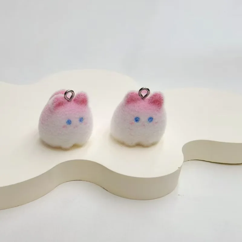 20pcs 3D Cartoon Flocking resin Animal charms cute Chubby frog cattle Pendants for Bag Keychains DIY crafts Jewelry making