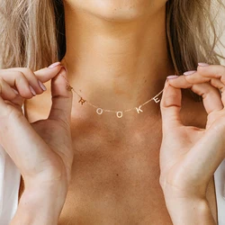 Benutzerdefinierte Brief Halskette Edelstahl Frauen Name 1-9 Buchstaben Anhänger Ketten Halsband Personalisierte Valentinstag Geschenke für frau