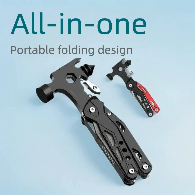 Spot Fire Hammer Outdoor Car Emergency Combination Hammer Clamp Multifunctional Claw Hammer Portable Folding Tool