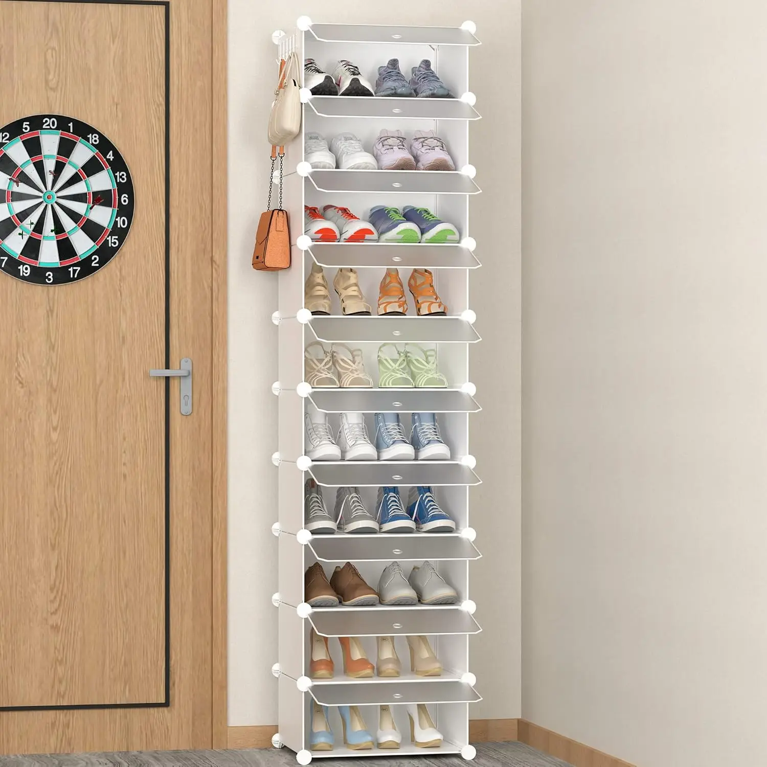 Shoe Storage, 10-Tier Shoe Rack Organizer for Closet 20 Pair Narrow Shoes Shelf Cabinet for Entryway, Bedroom and Hallway